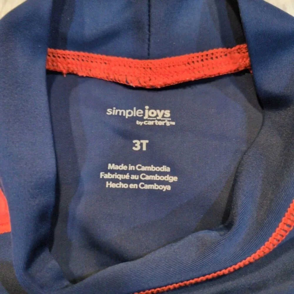 Carters Rashguard Swim Shirt Boys 3T Red Navy Beach Vacation‎ Nautical